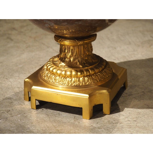 French Pair of Circa 1885 Louis XVI Style French Gilt Bronze Mounted Marble Cassolettes For Sale - Image 3 of 18