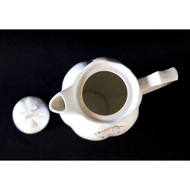 Vintage Porcelain Chocolate Pot With Floral Design and Lid, Marked 653 For Sale - Image 12 of 16