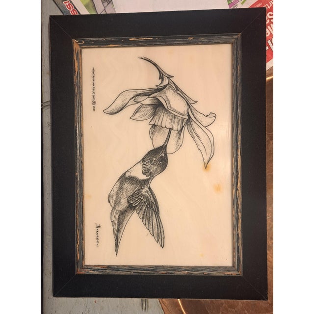 1960s Mid Century by Borgreen and Montana Marble Co. Co. Flower Picture Framed For Sale - Image 4 of 6