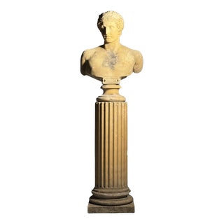 Unknown, Antinous Bust on pedestal, 20th Century, Stone For Sale
