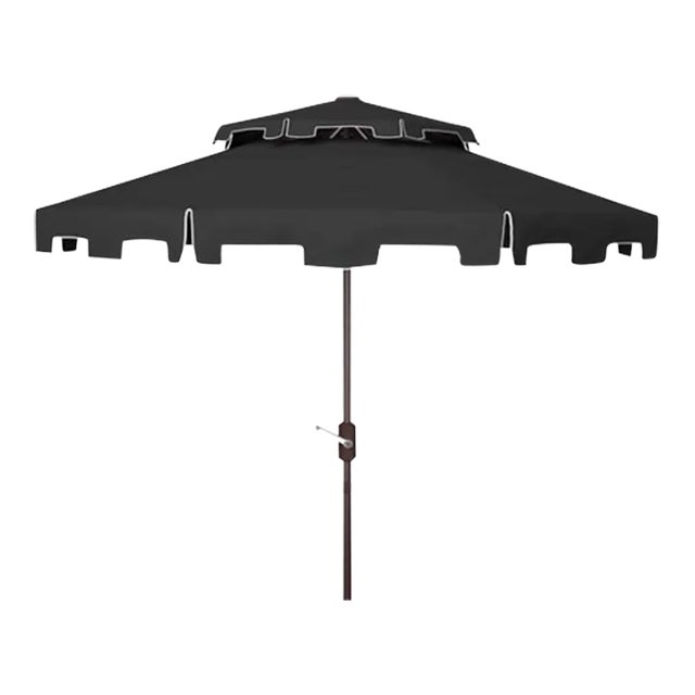 Outdoor Zimmerman 9ft Double Top Market Umbrella - Black/White Trim For Sale