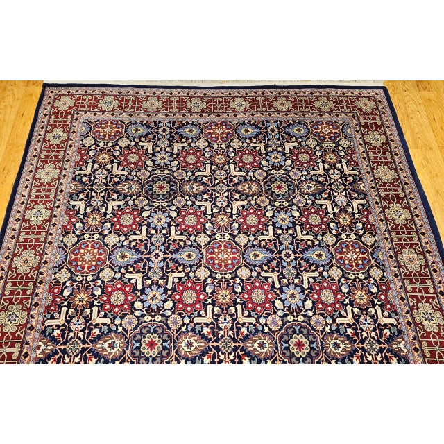 Vintage Persian Tabriz Afshan Rug, Hand-Knotted Wool, Allover Geometric Caucasian Kuba Pattern, Navy & Red, 7x10 For Sale - Image 18 of 18