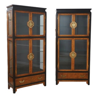 Pair of Century Asian Inspired Modern Design Curio Cabinets For Sale