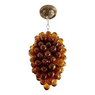 Golden Topaz Color Light Fixture of Hand Blown Glass For Sale