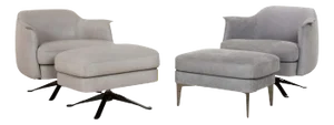 Set of Leather Armchair and Stool in Grey from Cierre Boheme