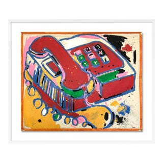 Telephone by Jelly Chen in White Framed Paper, Medium Art Print For Sale