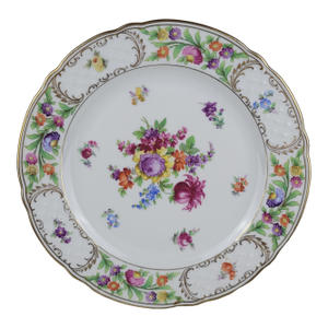 Early 20th Century Schumann Germany Empress Dresden Flowers Porcelain Dinner Plate
