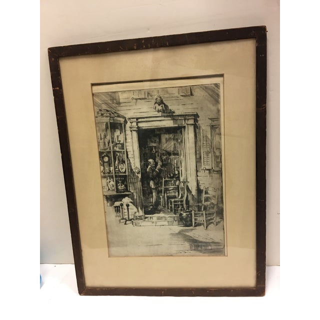 Antique Shop Scene Etching Chairish