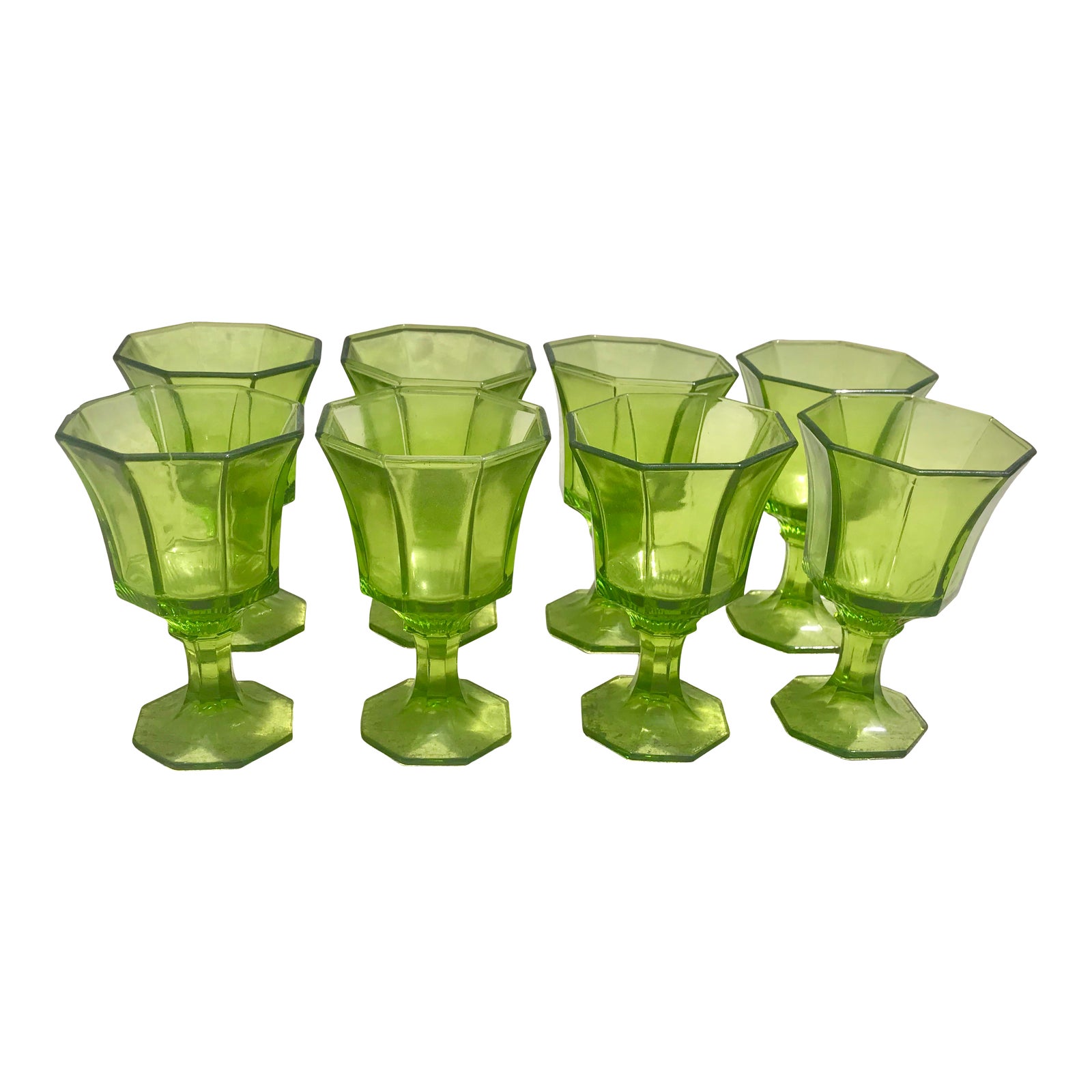 MidCentury Modern Green Cordial Glasses Set of 8 Chairish