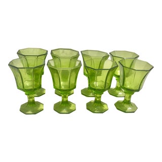 Mid-Century Modern Green Cordial Glasses - Set of 8 For Sale