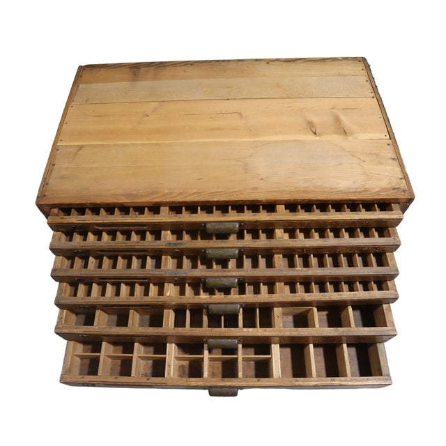 1920s Hamilton Letterpress Cabinet With Brass Hardware For Sale - Image 10 of 12