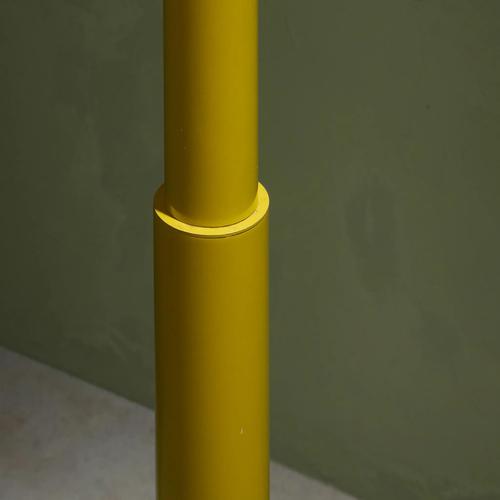Glass Postmodern Skyscraper Floor Lamp with Mustard Lacquered Stem and Glass Shade, Italy For Sale - Image 7 of 10