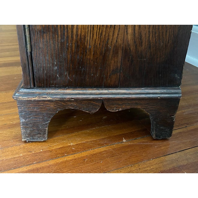 Antique Arts and Crafts Oak Two-Door 3 Shelf Bookcase For Sale - Image 11 of 11