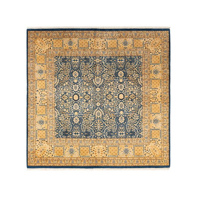 Blue Mogul, One-of-a-Kind Hand-Knotted Area Rug in Blue, 6' 2" x 6' 5" For Sale - Image 8 of 8