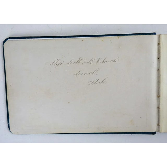 Antique 1878 Aldine autograph album. Many aesthetic movement vignettes, about 80% full of notes. Belonged to Miss Lottie...