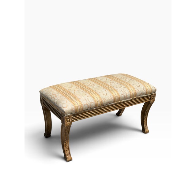 1980s Dennis & Leen Regency Style Upholstered Bench For Sale - Image 5 of 5