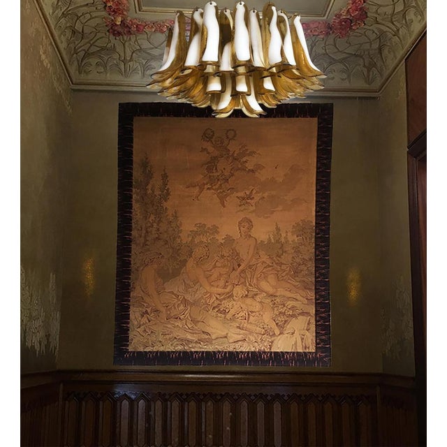 Gold Italian Ceiling Lamp with Murano Glass Petals, 1990s For Sale - Image 8 of 18
