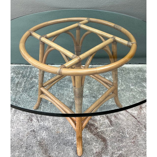 Mid-Century Modern Vintage Bent Rattan Dining Table For Sale - Image 3 of 12