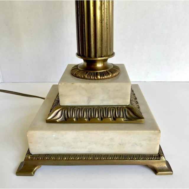 Hollywood Regency 1950s Hollywood Regency Crystal Brass and Marble Statement Lamp For Sale - Image 3 of 12