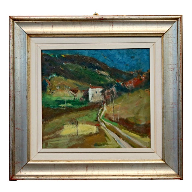 Piero Leo, Landscape, 1970, Oil Painting on Hardboard, Framed For Sale