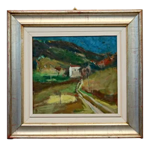 Piero Leo, Landscape, 1970, Oil Painting on Hardboard, Framed