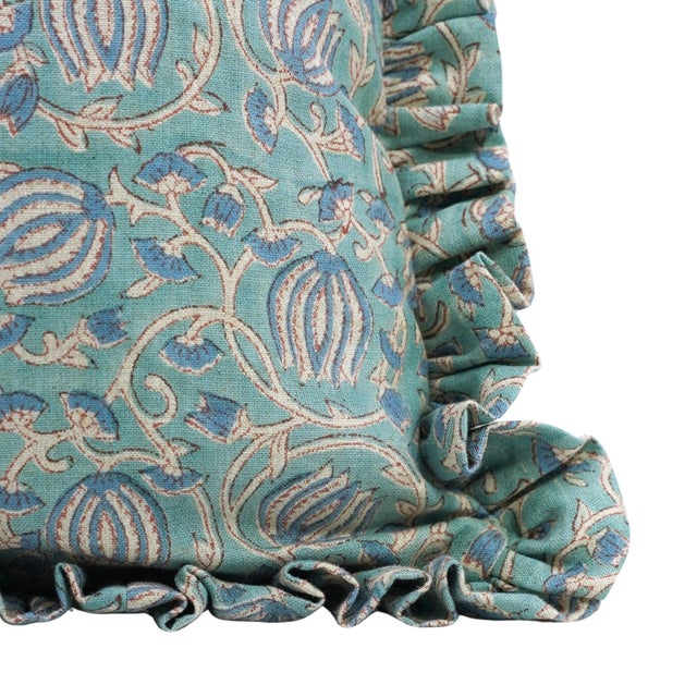 Art Deco 6 Kmal Handcrafted Boho Block Print Artisan Pillow Unique Decorative Cushion for Sofa and Couch Size 12x20 Inch For Sale - Image 3 of 5