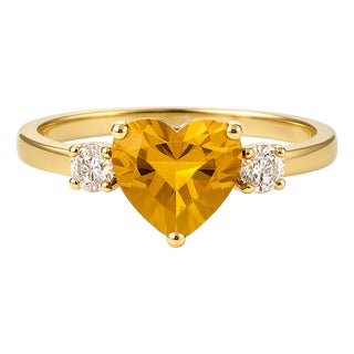 Citrine Cz Diamond Heart Shape Ring • November Birthstone Engagement Ring Us 7 For Sale