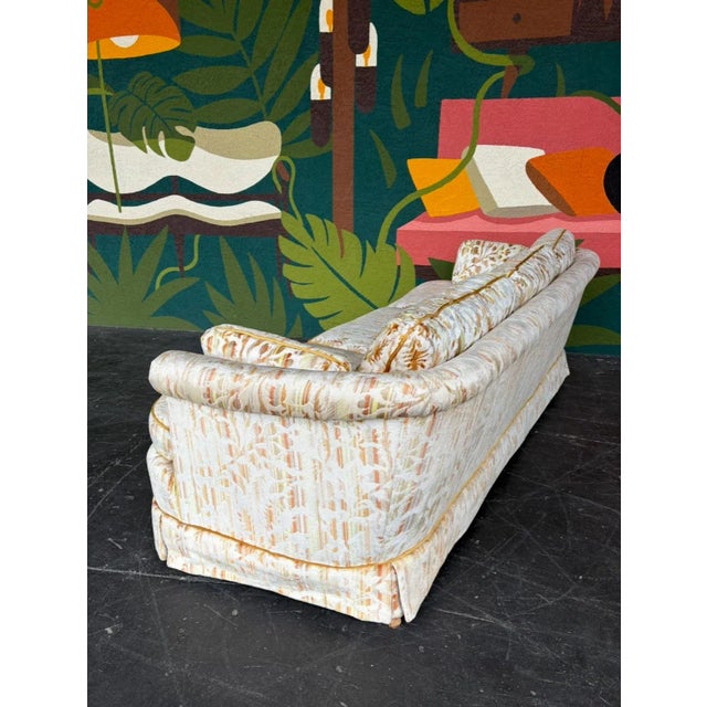 Mid Century Velvet Floral Sofa For Sale - Image 4 of 12