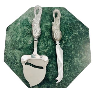 Vintage Arthur Court Elephant 3-Piece Hexagon Cheese Serving Set For Sale