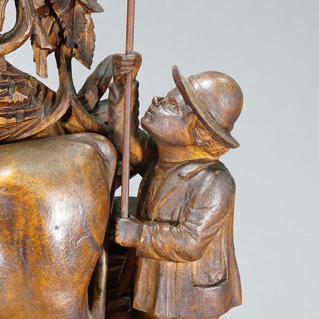 1900 - 1909 Antique Mantel Clock With Herdsman Family, Goats and Cattle For Sale - Image 5 of 12