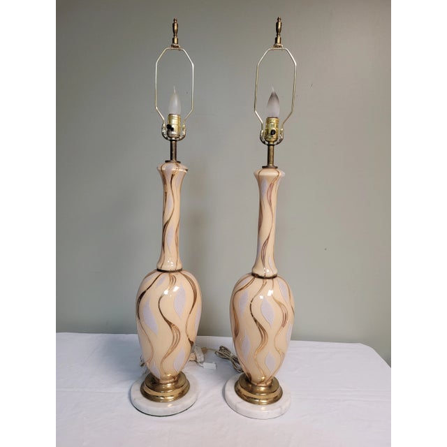 1950s 1950s Pair of Hollywood Regency Lamps For Sale - Image 5 of 11