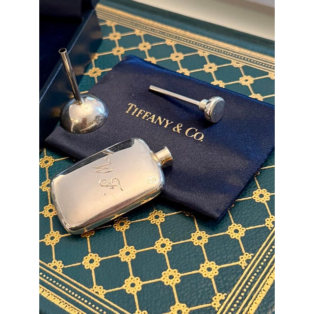 Modern Tiffany & Co. Miniature Sterling Silver Traveling Perfume Flask and Funnel Set, Monogrammed W. F. For Sale - Image 3 of 12
