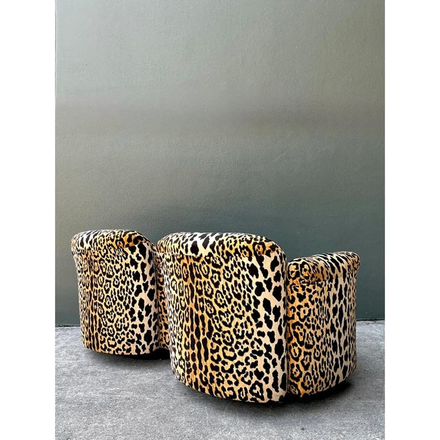 Vintage Leopard Velvet Swivel Chairs - Pair For Sale - Image 10 of 11