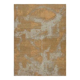 Rug & Kilim’s Contemporary Distressed Abstract Rug in Gold For Sale