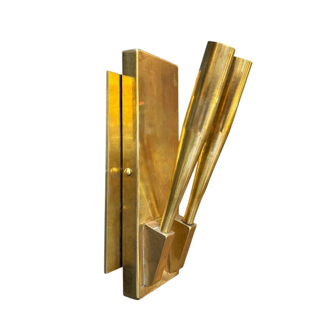 Art Deco Gio Ponti Brass Sconces - a Pair For Sale - Image 3 of 7