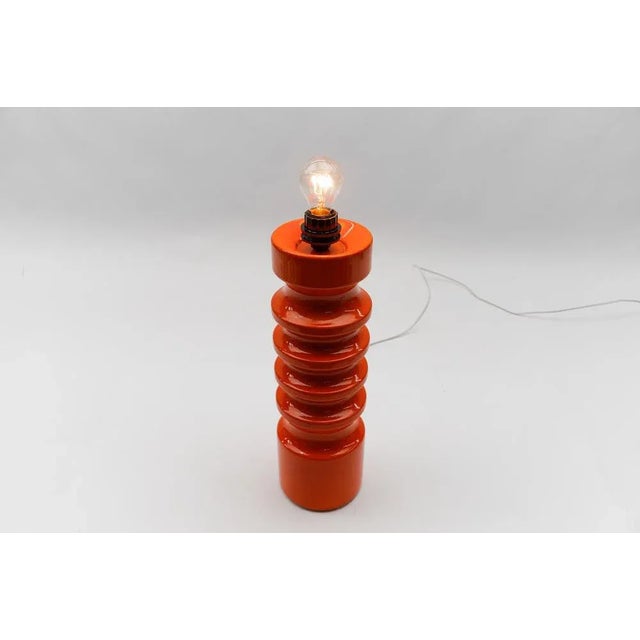 1960s Very Large Orange Ceramic Table Lamp Base, 1960s For Sale - Image 5 of 11