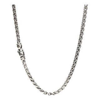 David Yurman Wheat Chain Necklace, Sterling Silver, Length 16 Inches For Sale
