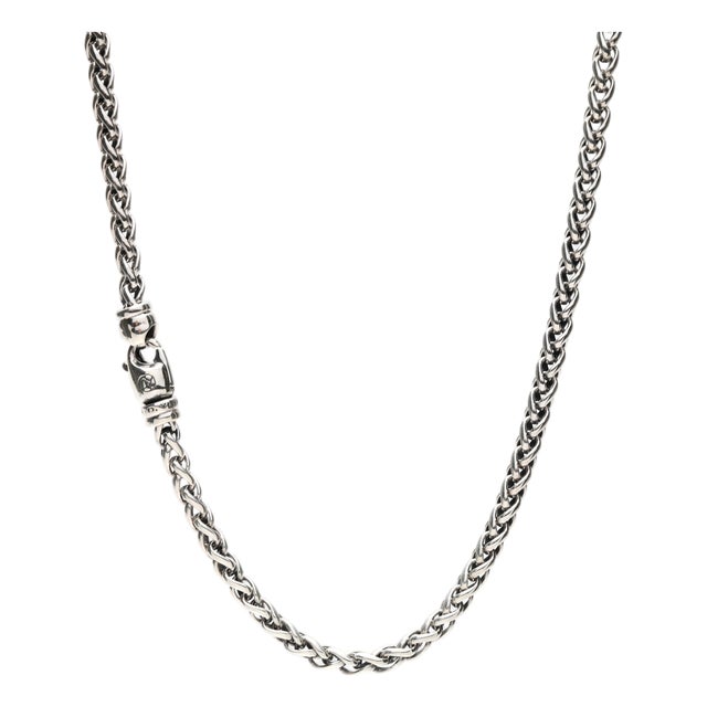 David Yurman Wheat Chain Necklace, Sterling Silver, Length 16 Inches For Sale