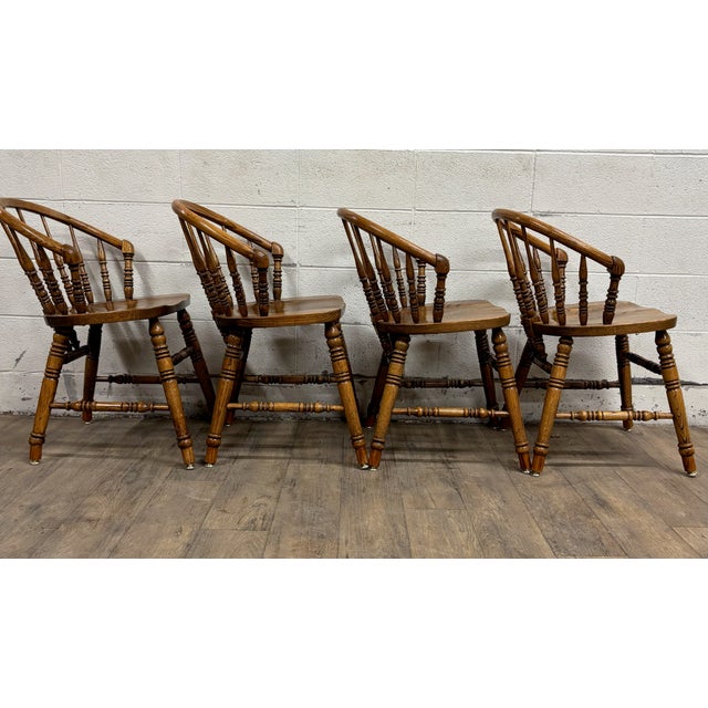 Vintage Richardson Brothers Co Art Nouveau Colonial Style Windsor Dining Chairs For Sale - Image 12 of 14