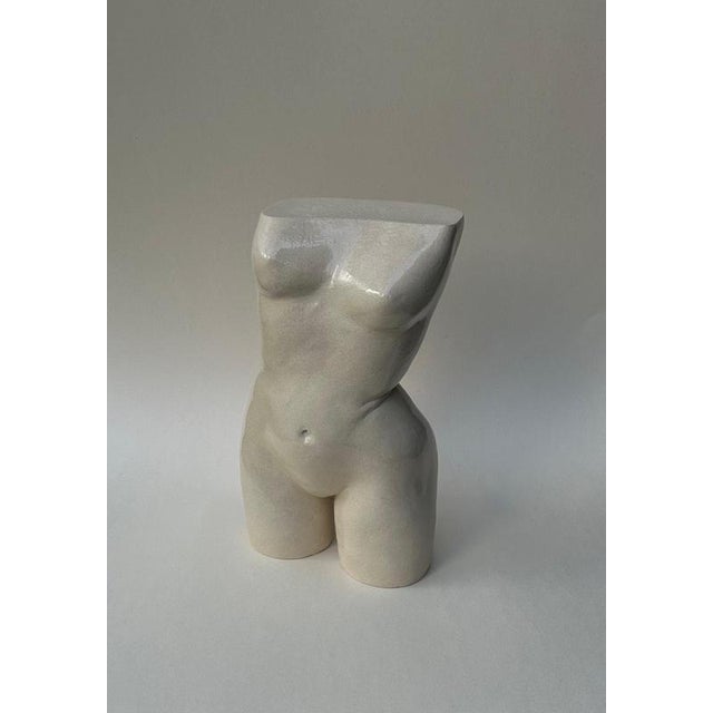Unique Era Accent Table in Glazed Stoneware by Thalia Dalecky. Dimensions: W 21 x D 11 x H 55 cm. Materials: Cream...