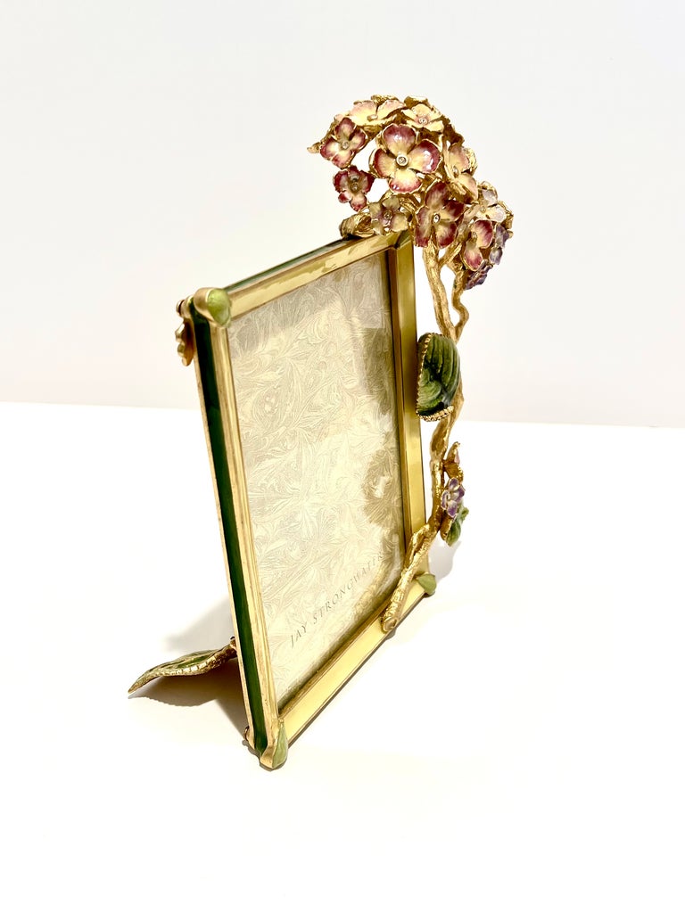 JAY STRONGWATER スワロフスキークリスタル × エナメル 写真立て Jay Strongwater Gail Hydrangea 5x7 Picture Frame Enamel Swarovski