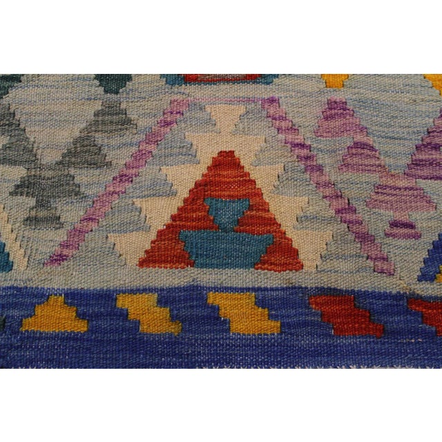 1990s Shabby Chic Tribal Kilim Hand-Woven Wool Rug -6′11″ × 9′10″ For Sale - Image 4 of 8