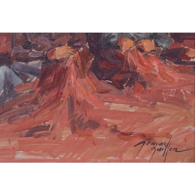 Post Impressionist Study, Fishermen Repairing Nets, 20th-Century, Oil on Board, Framed For Sale - Image 6 of 10