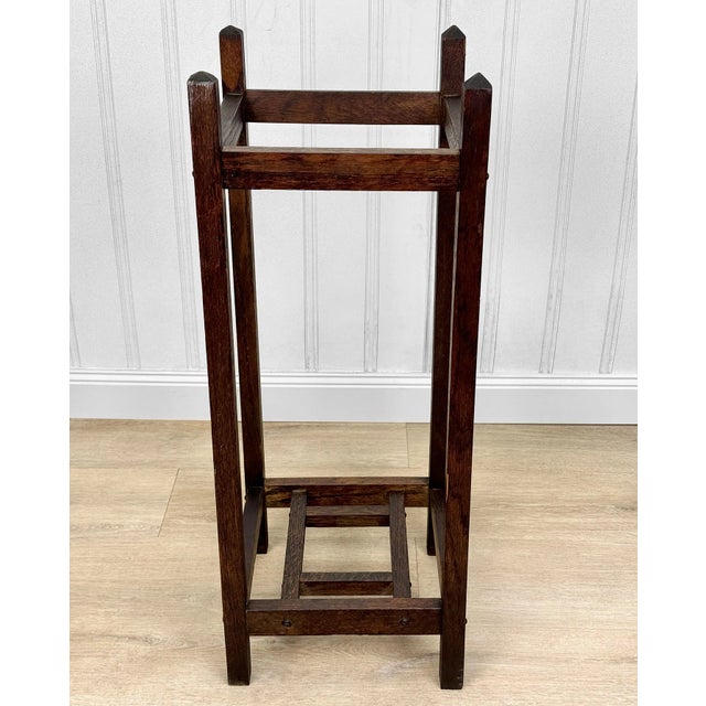 Arts & Crafts Antique Arts & Crafts Quartersawn Oak Entryway Umbrella Holder Stand For Sale - Image 3 of 10
