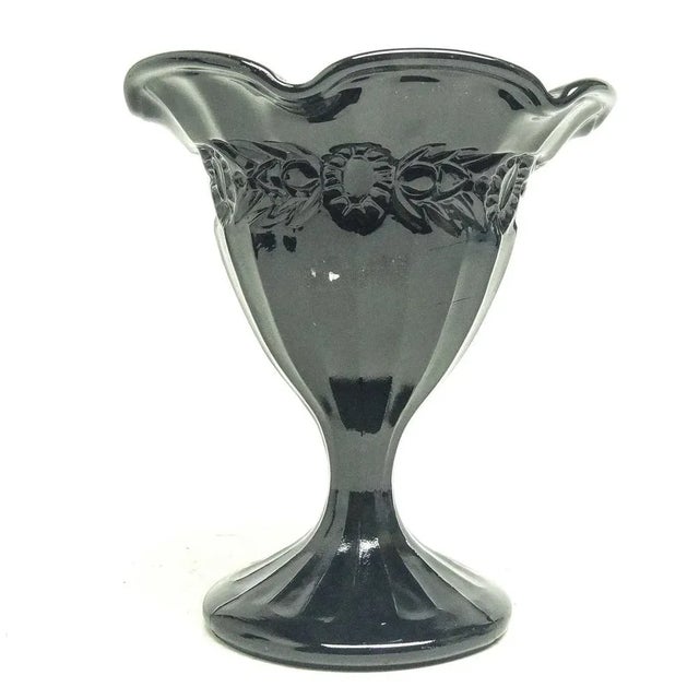 Black Art Nouveau Bowl on Stand from Ząbkowice Glassworks, Poland, 1970s For Sale - Image 8 of 8