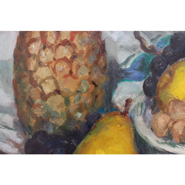 Lucien Martial, Still Life with Pineapple, 1960s, Oil on Paper, Framed For Sale - Image 14 of 18