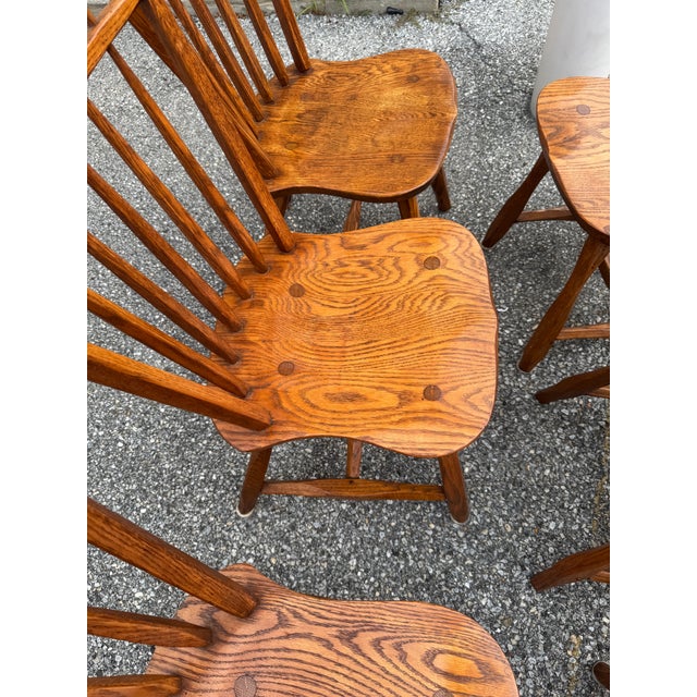 Brown Vintage Windsor Style Dining Chairs by Hunt Furniture - Set of Six For Sale - Image 8 of 10