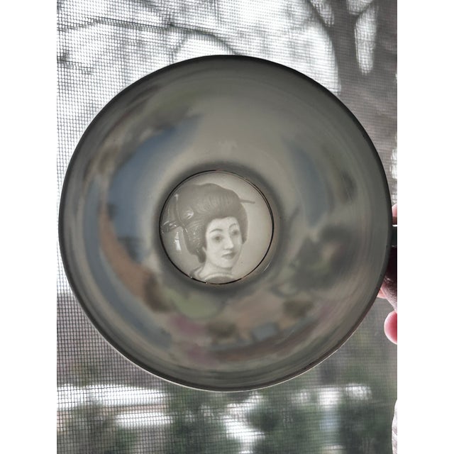 1930s 1930s Japanese Kutani Lithophane Cup & Saucer Set of 3 Taisho Showa Fuji Signed For Sale - Image 5 of 12