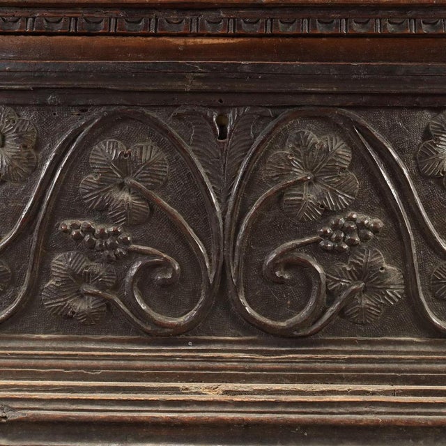 Wood Walnut Chest with Vine Tendril Carvings For Sale - Image 7 of 13