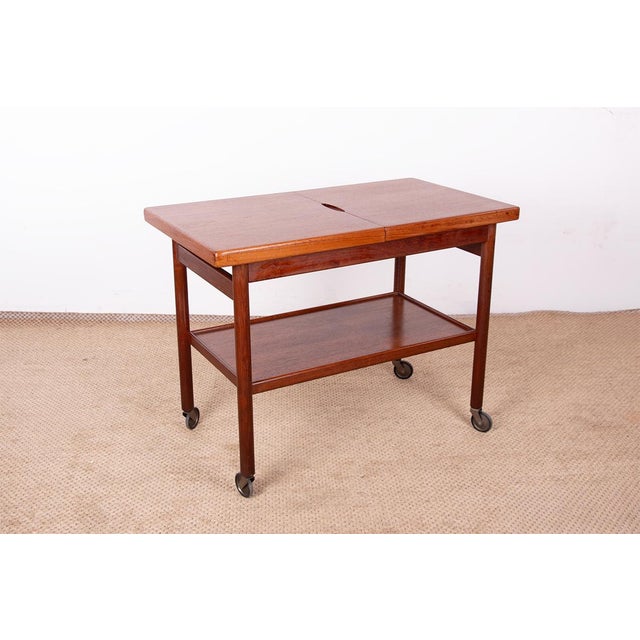 Danish Extendable Two-Tier Teak Serving Cart by Kurt Østervig for Jason Møbler, 1960s For Sale - Image 13 of 13